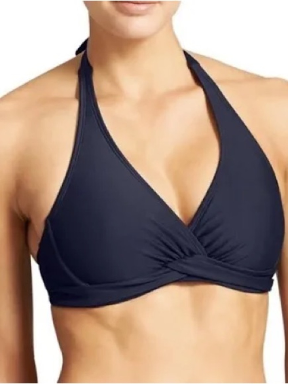 32B/C Athleta Tara Halter Bikini Top Dress Blue / Navy Underwire Supportive Swim